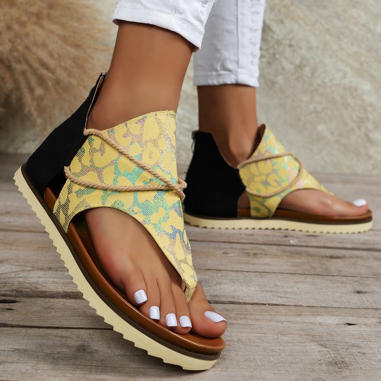 Wholesale New summer printed flat thong beach sandals